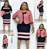 Piece Set African Dresses For Women Jacket Tops And Dress 2023 New Arrival Elegant Design Office Lady Suit African Clothes-Outfit