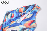 Kliou One Shoulder Paisley Sexy Mini Dress 2021 Women Summer New Fashion Sleeveless Backless Sheath Hollow Out Female