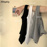 Colors Tanks Women Solid Basic Button Korean Style Chic Trendy Popular Leisure All-match Streetwear Female Crop Top Summer