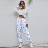 Cotton Sweatpants Oversized Tie Dye Loose Wide Leg Soft High Waisted Trousers Joggers Sports Pants Hip Hop