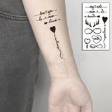 Water Transfer Tattoo Sexy Black Letter Lifeline Tattoo Body Art Waterproof Temporary Fake Flash Tattoo for Man Woman