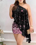 Independent Station Popular Style New Floating Edge Printed Dress Women's Spot-Outfit