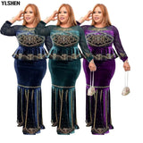 Long Maxi Dress African Dresses for Women 2023 New Abayas African Clothes Sexy Ruffles Bodycon Dress Christmas Robe Femme-Outfit