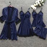 Pajamas Women's Pyjamas Four-Piece Korean Version Of Sling Pyjamas Women's Home Clothes With Chest Cushions Pajamas Pajamas