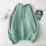 Solid Winter Hoodies 13 Colors Warm Oversized Plus Velet Woman Sweatshirts Harajuku Hooded Thicken Female Hoody