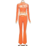 Winter Velvet Tracksuit Women Two Piece Set Jackets Long Sleeve Top And Flare Pants Suits Velour Jogging Outfits