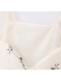 2023 Women Summer Camis Tank Tops Fashion Sweet Floral Embroidery Bandage Female Elegant Street Short Top Clothing-Outfit