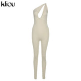 Kliou One Shoulder Sexy Cut Out Rompers Womens Jumpsuit 2021 Streetwear Solid Backless Active Wear Skinny Slim Jumpsuits