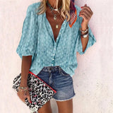2021 New Fashion Daisy Floral Print Shirts Women V Neck Long Sleeve Button Tops Casual Loose Plus Size