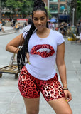 Leopard Print Shirt and Biker Shorts 2 Piece