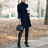 Autumn Winter New Stand Up Collar Women's Jackets 2020 Fashion Casual Solid Slim Long Sleeve Ladies Long Jackets
