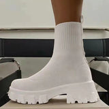 Women Boots Autumn Winter Boots Slip on Socks Shoes Women 2022 Platform Boots with Heels Botas De Mujer Knitted Botines