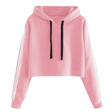 Women Crop Top Sweatshirt Hoodie Solid Lace Up Drawstring Long Sleeve Sweatershirt Hoodie Tops Harajuku Hoodie
