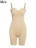 Kliou Body-Shaping Rompers Women Popular Classy Sheath Slim Sexy Cleavage Party Playsuit Solid Strapless Camisole Clubwear