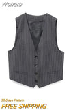 Women Autumn Pant Suits 2 pieces Sets 2023 Casual Striped Vests Coats and Wide Leg Pants Female Elegant OL Suit Clothing-Outfit