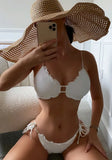 Bikini Straps Solid Lace Up Two Piece