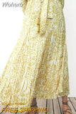 2023 Women Summer Skirts Fashion Print Elastic waist Belt Bow Pleated Mid-Calf Female Sweet Elegant Skirt Clothing-Outfit