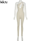 Kliou One Shoulder Sexy Cut Out Rompers Womens Jumpsuit 2021 Streetwear Solid Backless Active Wear Skinny Slim Jumpsuits