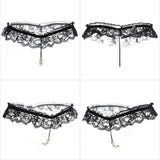 Sexy De Pup Lace Women's T-Thing Thong Trousers Pearl Panties Massage Lingerie Open-File Underwear T-Perspective