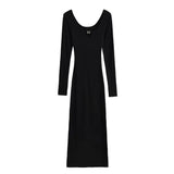 Trendy Women's Wear Pure Desire Spicy Girls Hollowed-Out Dress Autumn And Winter New Stature High Elastic Tight Hip Dress-Outfit