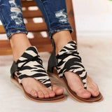 Women Flats Sandals Fashion Strap Leopard PU Leather Bohemia Shoes Casual Open Toe Roman Gladiator Flip Flops