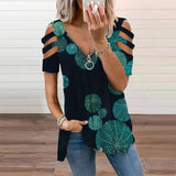 Blouses Shirts Pullover Blusa Hollow-Out Women Elegant Summer Fashion Tops Loose V_Neck 2021 Tee