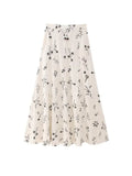 2023 Women Summer Linen Loose Skirts Vintage Sweet Floral Embroidery Zipper Female Elegant Street Long Skirt Clothing-Outfit
