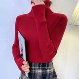 New 2021 Women Pullover Turtleneck Sweater Autumn Long Sleeve Slim Elastic Korean Simple Basic Cheap Jumper Solid Color