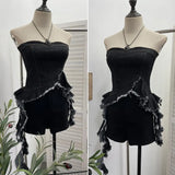 Shooting Spice Girls Irregularly Brush Chest To Make Old Hair Edge Open Short Sleeveless Top Sling Sling Vest