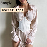 Chic Patchwork Mesh Sleevless Women Bustier Corset Tube Tops Wrap Skinny Vest Crop Tops See Through Underwire Tank