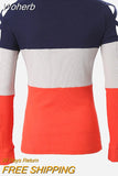 Out Fashion Colorblock Crisscross Cold Shoulder Top Casual Pullover Top T Shirt-Outfit