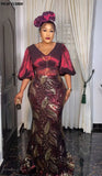 Summer Maxi Dress African Dress for Women Sexy Daily Elegant Long Bodycon Dresses New Sequins Robe Femmes African Clothes-Outfit