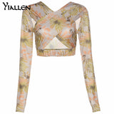 Sexy Party Night Club Hollow Out Tops Women Patchwork Personality Crossover Long sleeve Tops Casual Skinny