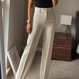 High Waisted Casual White Trousers Women Brown Stright Pants Office Lady Korean Style Women 2023 Pantalones De Mujer-Outfit