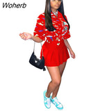 Two Piece Set Women Fashion Printed Shirt Pleated Skirt Suit Street College Style Cute Two Piece Suit Women-Outfit