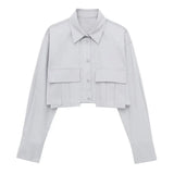 New Trench Coat Fabric Pocket Decoration Loose Short Shirt 2083363-Outfit