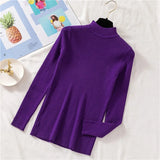 Autumn Women Pullover Sweater Half Turtleneck Long Sleeve Knitted Jumper Winter Elastic Solid Basic Ladies Blouse New