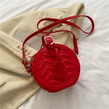 New PU Leather Small Handbag Fashion Texture Messenger Bag Trend Solid Color Single Shoulder Bag Female Portable Small Round