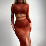 2025 New Long Sleeve Dress Swimsuit Set Split Bikini