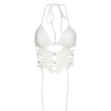 Spring Summer New Women's Solid Color Repair Fashion Strap Hanging Neck Sexy Bare