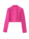 2023 Summer Women Short Blazers Coats Suit Casual Solid Long Sleeve Single Button Female ELegant Street Blazer Outerwear-Outfit