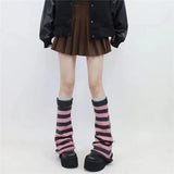 / Winter Jk Knit Calf Ash Stripe Horn Socks Set Y2k Millennium Hot Girl Pile Pile Socks Wool Warm Leg Set-Outfit