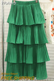 Spring Summer Women Fashion Layered High-waisted Skirts Casual Solid Color Cake Skirt QT1683-Outfit