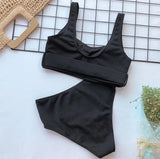 Sexy High Waist Bikini Swimsuit Women Swimwear Bandeau Push Up Bikini Set Buckle Bathing Suit Beach Swimming Suit