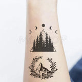 Tattoo Sticker Pine Tree Christmas Plant Black Hand Body Art Water Transfer Temporary Fake Tatto Flash Tatoo for Kid Girl