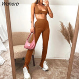 Autumn Solid Bra Womens Tracksuits Casual Crop Top Trouser Suits Sexy Set Women Clothes Yoga Fitness For Women Vamos Todos-Outfit