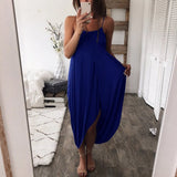 Summer Sexy Spaghetti Straps Women's Maxi Dress 2020 Fashion Solid Sleeveless Beach Split Robe Lady Midi Dress Plus