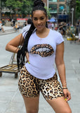 Leopard Print Shirt and Biker Shorts 2 Piece
