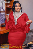 Two Piece Set Africa Clothing African Clothes Plus Size African Dresses for Women 2023 Summer Outfits Bead Mesh Fold Skirt Set-Outfit
