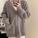 Woherb Women's Wear Fall / Winter 2024 New Large Pocket Knit Cardigan Top-Outfit